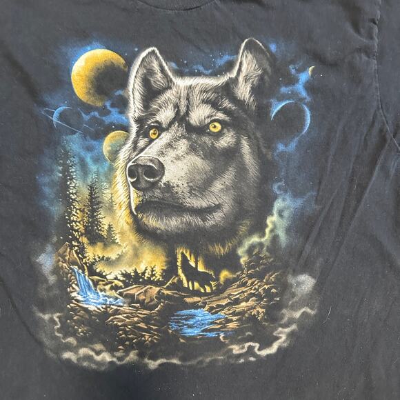 Vintage Wolf Forest Graphic T-Shirt Men's XL 90s - Picture 5 of 5